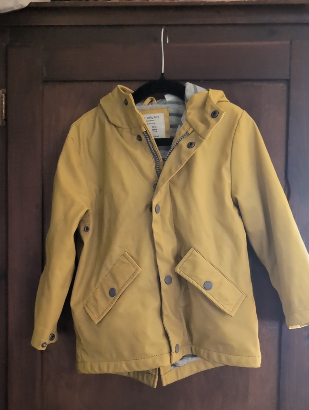 Zara Kids Mustard Yellow Hooded Raincoat